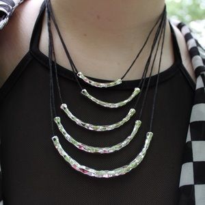 Silver layered necklace